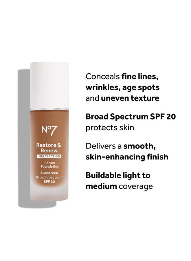 No7 Restore & Renew Multi Action Serum Foundation - Porcelain - Liquid Foundation Makeup with Vitamin C, Vitamin E & Collagen for Face - Beauty Skin Serum Formula with Medium Coverage (30ml) - Image 4