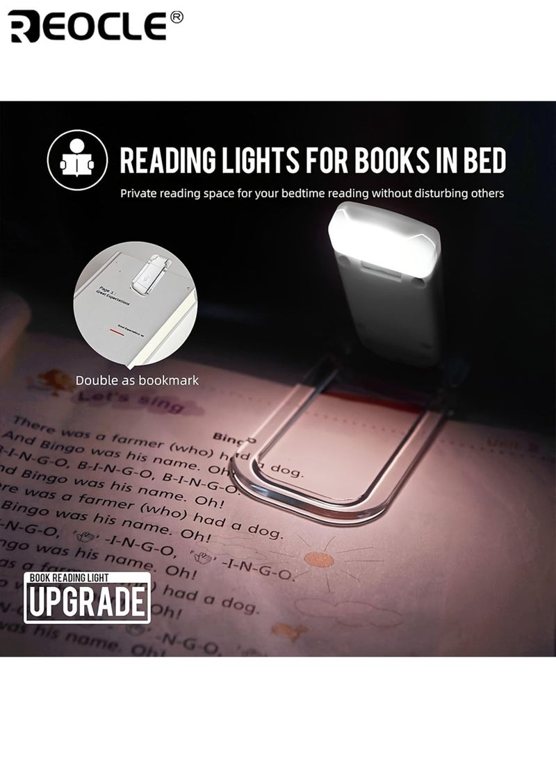REOCLE Mini 3-Level Clip-On Bookmark Lamp USB Charging Reading Lamp Foldable Light Eye Protection Space-Saving Nightlight Suitable for Night Reading Work Bedroom Dormitory - Image 2