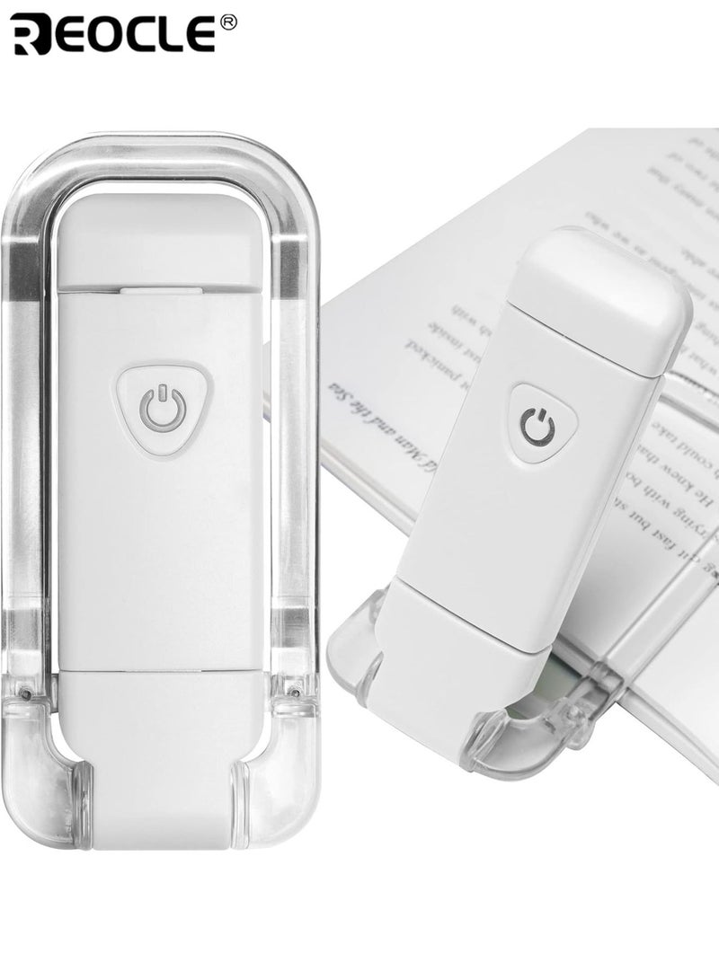 REOCLE Mini 3-Level Clip-On Bookmark Lamp USB Charging Reading Lamp Foldable Light Eye Protection Space-Saving Nightlight Suitable for Night Reading Work Bedroom Dormitory - Image 1