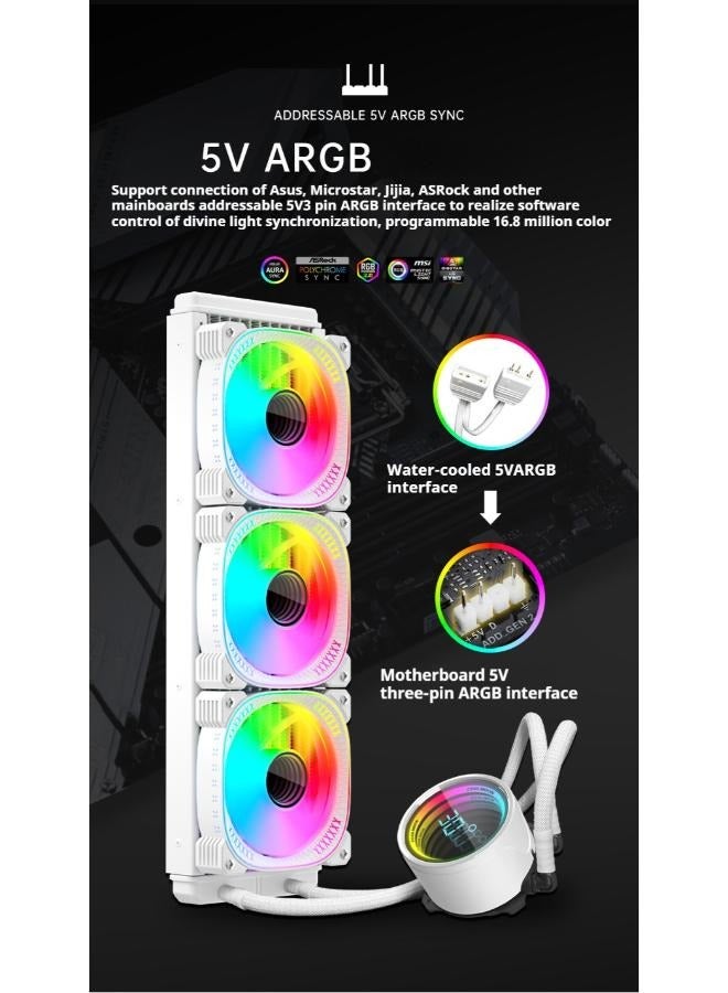 360 RGB - AIO CPU Liquid Cooler - 360mm Radiator - F360 RGB Core Fan - Customizable 2.72 IPS LCD Turbine Pump - Intel® LGA 1700, 1200/115X, 1851 - AMD® AM5, AM4 - Black - Image 3