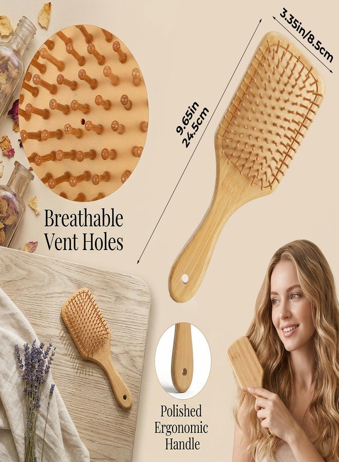 KFHENSOMR Bamboo Hair Brush 2Pcs, Detangling Paddle Hairbrush with Natural Bamboo Bristles, Wooden Handle Hair Brush for All Hair Types & Hair Growth, Women Men - Image 2