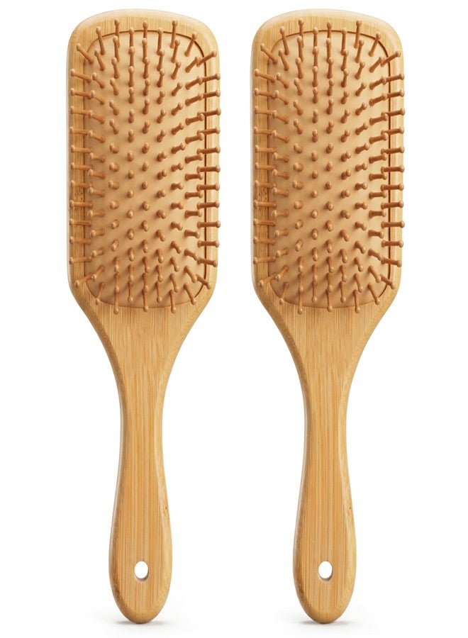 KFHENSOMR Bamboo Hair Brush 2Pcs, Detangling Paddle Hairbrush with Natural Bamboo Bristles, Wooden Handle Hair Brush for All Hair Types & Hair Growth, Women Men - Image 1