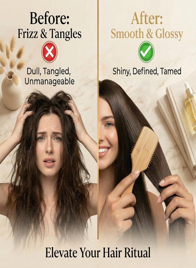KFHENSOMR Bamboo Hair Brush 2Pcs, Detangling Paddle Hairbrush with Natural Bamboo Bristles, Wooden Handle Hair Brush for All Hair Types & Hair Growth, Women Men - Image 5