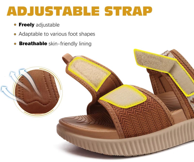 KuaiLu Womens Orthotic Slides Athletic Thick Cushion Recovery Sandals Adjustable Open Toe Slip On Yoga Mat Walking Ladies Sport Sandles Comfortable Plantar Fasciitis Arch Support Tan Khaki Size 9 - Image 5