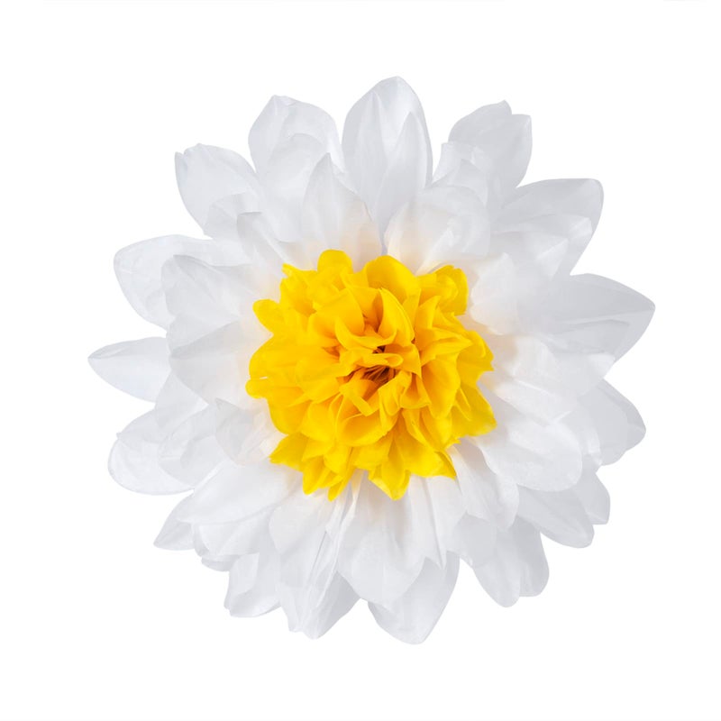MISU Daisy Flower Party Decorations White Tissue Pom Poms for Classroom Baby Shower Wedding Birthday Party Backdrop Home Decoration 10 Inch Pack of 18