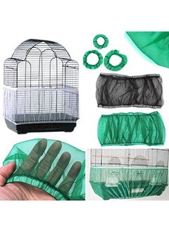 GOTOTOP 4 Colors Ventilated Nylon Bird Cage Cover Shell Seed Catcher Pet Products Large Size Bird Cage Seed Catcher Seeds Guard Parrot Nylon Mesh Net Cover Stretchy Shell Skirt Traps Cage Basket Soft White  - Image 1