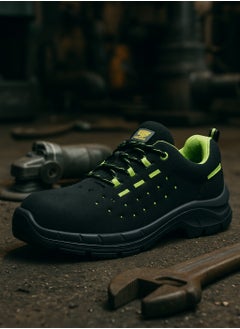 ZECHIN Low Ankle Sporty Safety Shoes - Black & Green  - Image 2