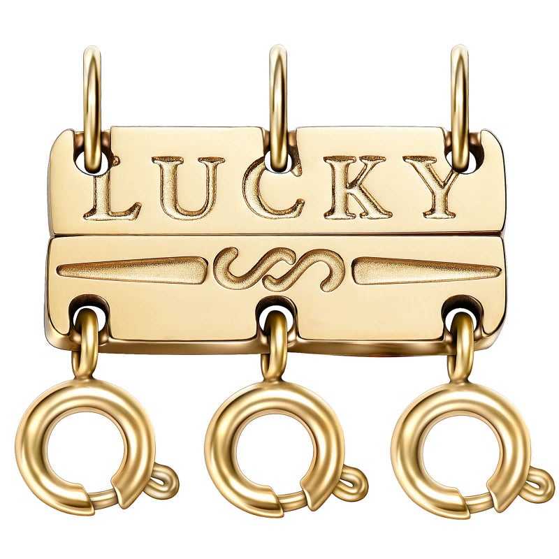 Qulltk Lucky Necklace Separator for Layering Strong Magnetic Clasps, 14K Gold and Silver Multiple Necklace Clasps for Layered Look - Image 1