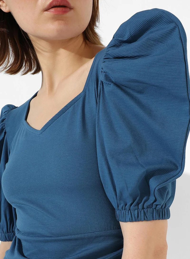 PINACOLADA Ruched Puff Sleeve Dress