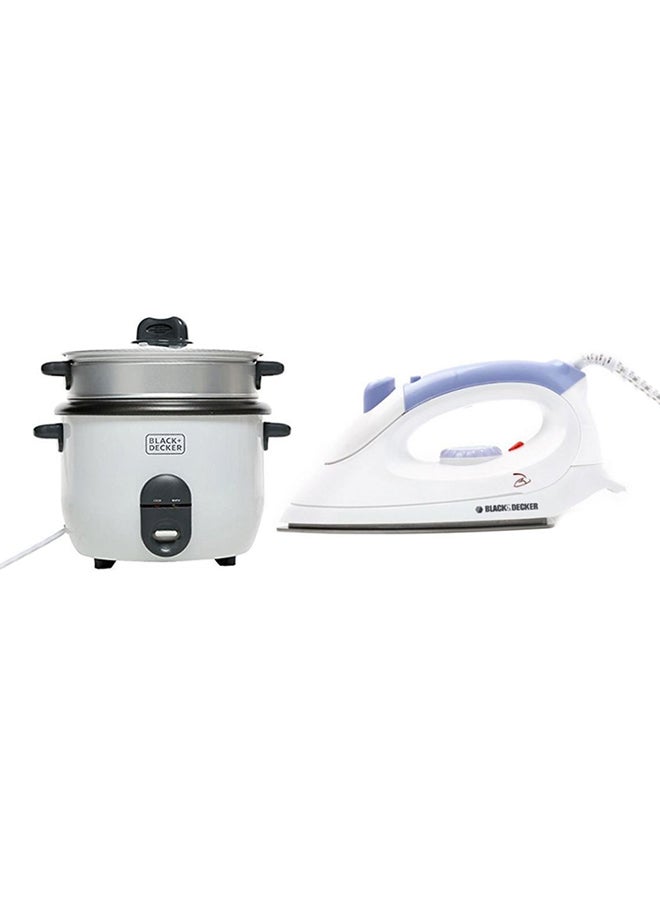 BLACK+DECKER Rice Cooker 700W RC1860-B5 With Dry Iron 1100W F150-B5 White/Black - Image 1