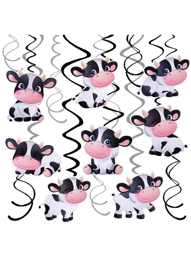 umoni 15Pcs Cow Birthday Party Decoration Cow Hanging Swirls For Farm Animal Theme Birthday Party Supplies - Image 2