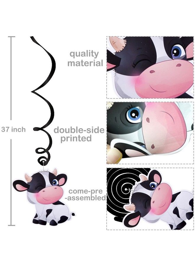 umoni 15Pcs Cow Birthday Party Decoration Cow Hanging Swirls For Farm Animal Theme Birthday Party Supplies - Image 3