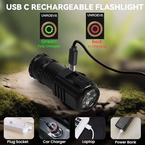 UNROEVS Mini Flashlight 2550 Lumens Rechargeable USB C Charging, Small Flashlights High Lumens 5 Modes, Pocket Light with Clip, Magnetic Flash Light for EDC,Camping, Hiking,Emergency - Image 5