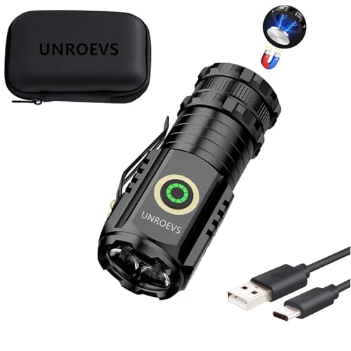 UNROEVS Mini Flashlight 2550 Lumens Rechargeable USB C Charging, Small Flashlights High Lumens 5 Modes, Pocket Light with Clip, Magnetic Flash Light for EDC,Camping, Hiking,Emergency - Image 1