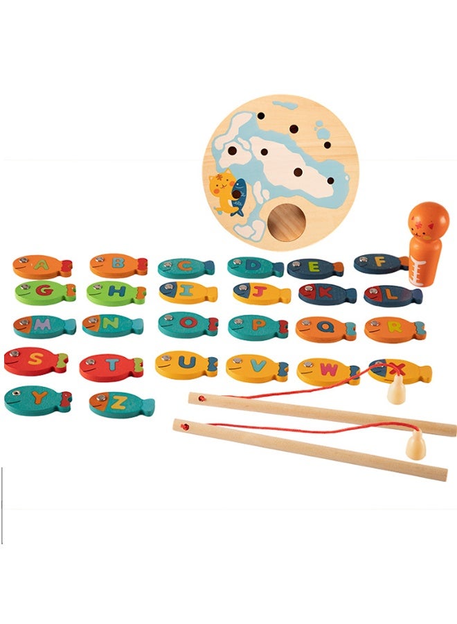 JCB CHIC Wooden Fishing Toys Children s Educational Brain Games Baby Box 26 Pieces 2 Rods Develop Patience Concentration Exercise Hand Eye Coordination Social Skills Exciting Battle