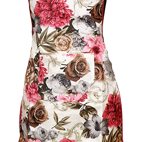 JMi 3D Floral Print Fine Quality Jute Fabric Waterproof Unisex Apron with Long Ties & Multipurpose Front Pocket Free Size For Cooking Dusting Home Kitchen Restaurant Hotel. (Color May Varies) (COMBO) - Image 2