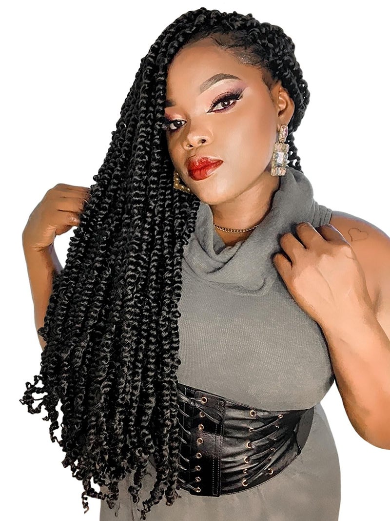 BOHOBABE Pretwisted Passion Twist Crochet Hair 18 Inch Long Prelooped Crochet Passion Twist Braiding Hair 8 Packs Soft Bohemian Twists 1B