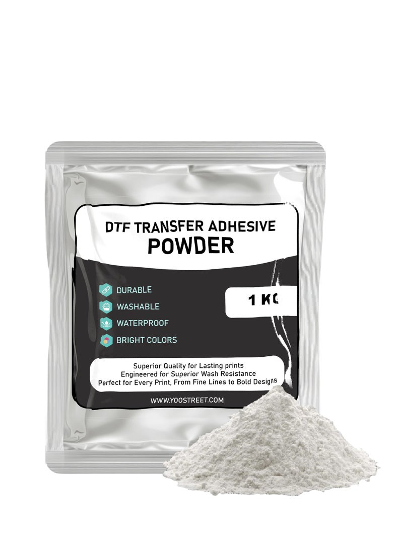 Yoo Street YOO STREET DTF Transfer Adhesive Powder 1KG Durable Washable Waterproof Vibrant Color DTF Hot Melt Powder for Heat Transfer Printing White - Image 1