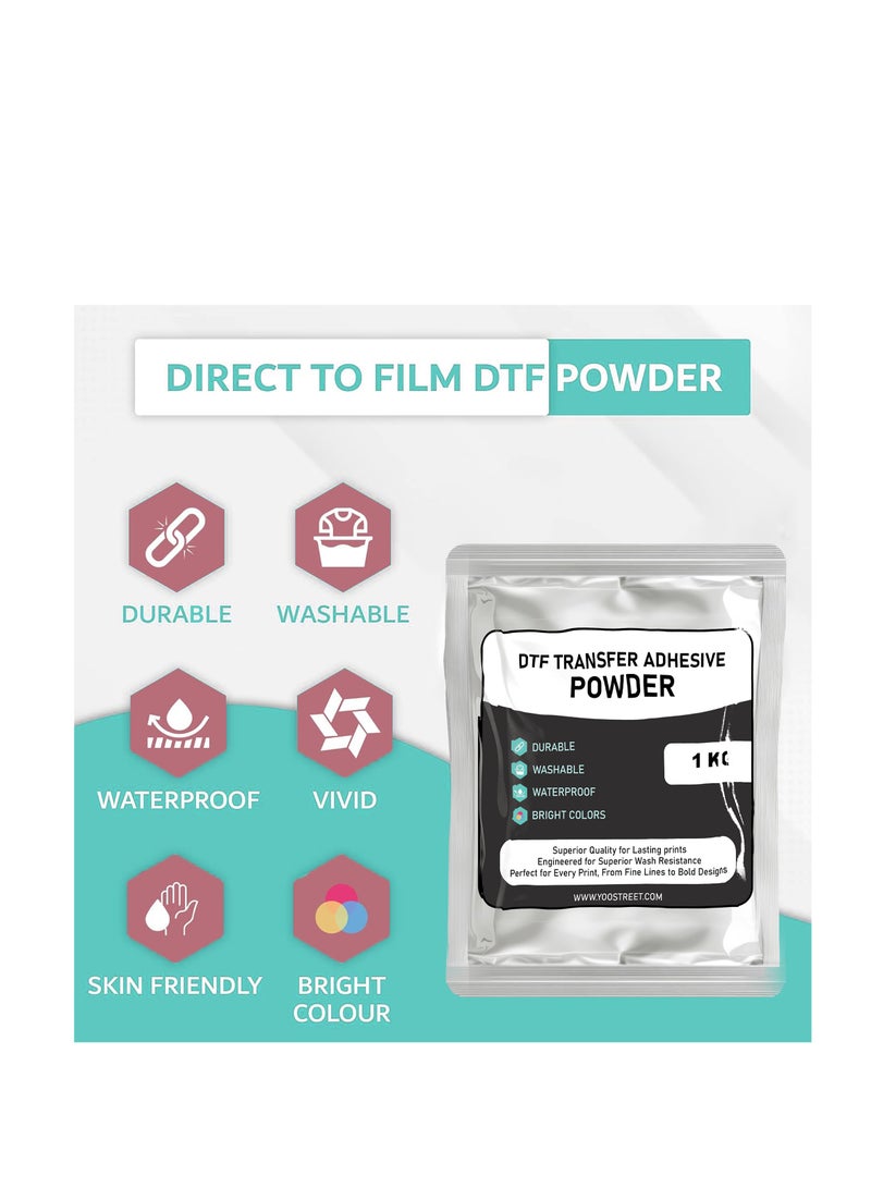 Yoo Street YOO STREET DTF Transfer Adhesive Powder 1KG Durable Washable Waterproof Vibrant Color DTF Hot Melt Powder for Heat Transfer Printing White - Image 2
