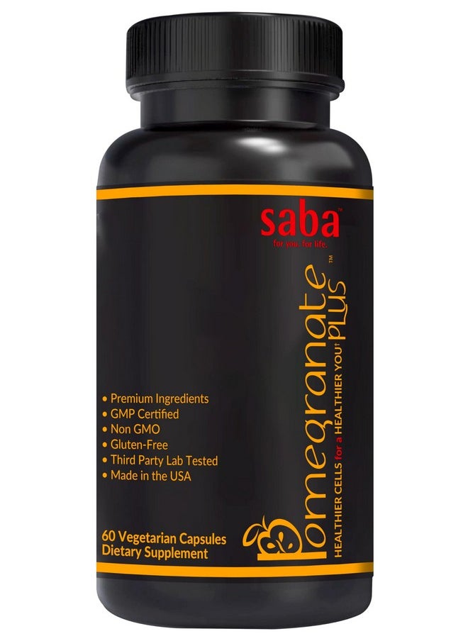 Saba Kombucha Saba Pomegranate Plus -Cellular Nutrition, Broad Spectrum of Essential Antioxidants - Support Stress, Cardiovascular Wellness, Immune System, Vision- 60 Capsules  - Image 1