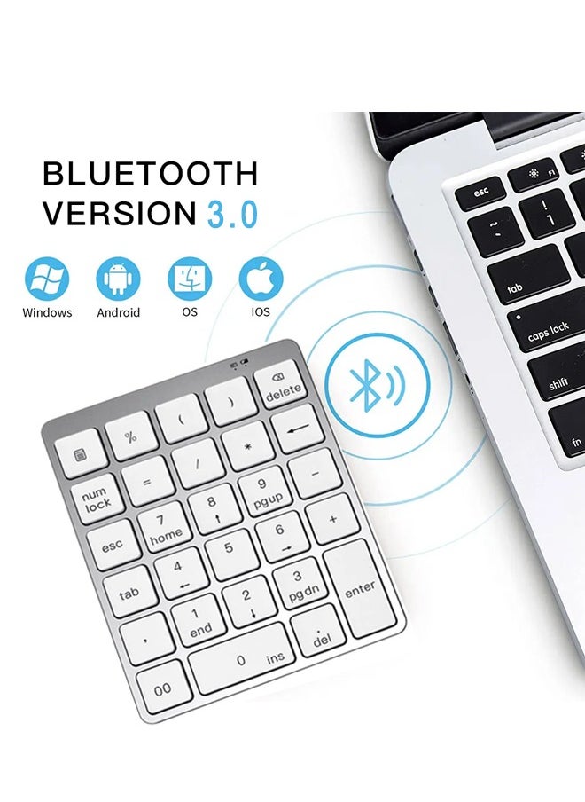 X-level Wireless Number Pad, 28 Keys Numeric Keypad with 2.4G Mini USB Receiver, Portable Number Numpad Financial Accounting Bluetooth Wireless Number Pad for Laptop, PC, Notebook, Desktop, Surface Pro - Silver  - Image 1