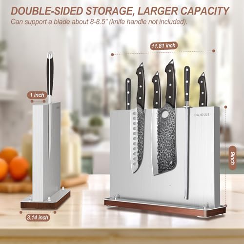 DAJOUJS Magnetic Knife Block, Stainless Steel Magnetic Knife Holder for Kitchen Counter Universal Knife Block Without Knives, Strong Magnet Kitchen Knives Storage Organizer - Image 5