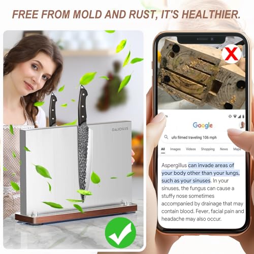 DAJOUJS Magnetic Knife Block, Stainless Steel Magnetic Knife Holder for Kitchen Counter Universal Knife Block Without Knives, Strong Magnet Kitchen Knives Storage Organizer - Image 4
