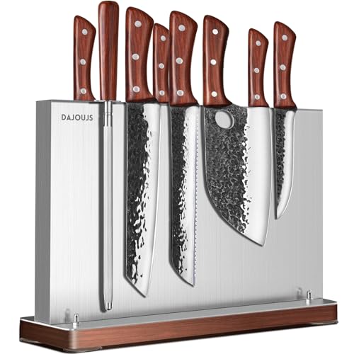 DAJOUJS Magnetic Knife Block, Stainless Steel Magnetic Knife Holder for Kitchen Counter Universal Knife Block Without Knives, Strong Magnet Kitchen Knives Storage Organizer - Image 1