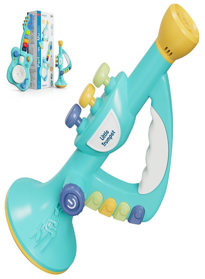 DOLPH HUG Toddler Montessori Musical Instruments Set - Trumpet & Guitar Toy for Kids Ages 2-5 | Preschool Learning, Sensory & Creative Play | Birthday Gift for Boys & Girls Blue - Image 1