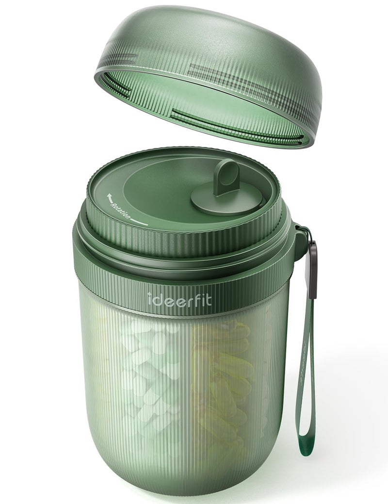 Ideerfit Large Pill Organizer with 7 Large Compartments,Pill Dispenser with Desiccant to Keep Medicines Fresh,Pill Bottle Organizer | Anti-Mixing | Light-Proof | Touch-Free,BPA-Free Vitamin Organizer,Green - Image 1