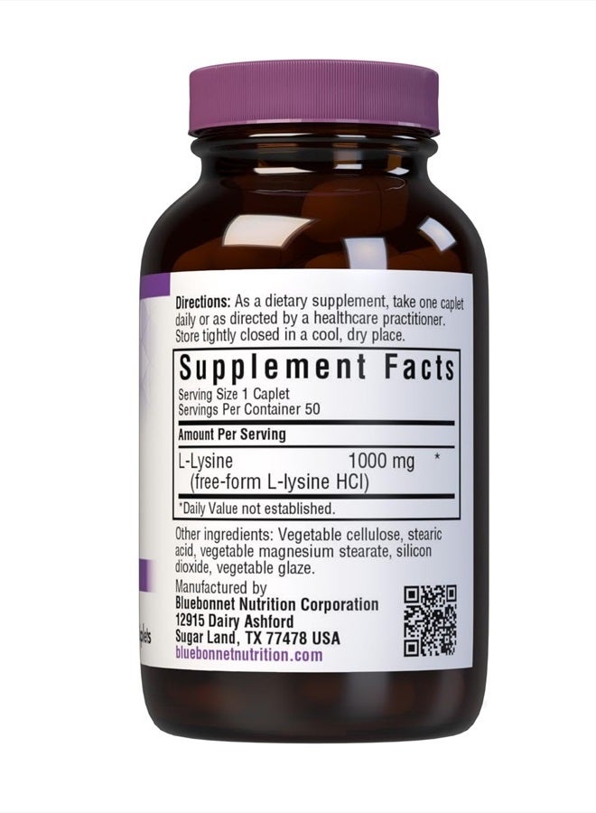 Bluebonnet L-لايسين 1000 ملغ أقراص، 50 عدد - Image 2