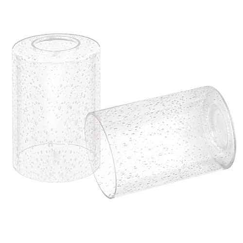 Voguad Clear Seeded Glass Cylinder Lamp Shade 2 Pack Lighting Fixture Replacement Globe Cover for Chandelier Pendant Light Wall Sconce 1 58 inch Fitter - Image 1