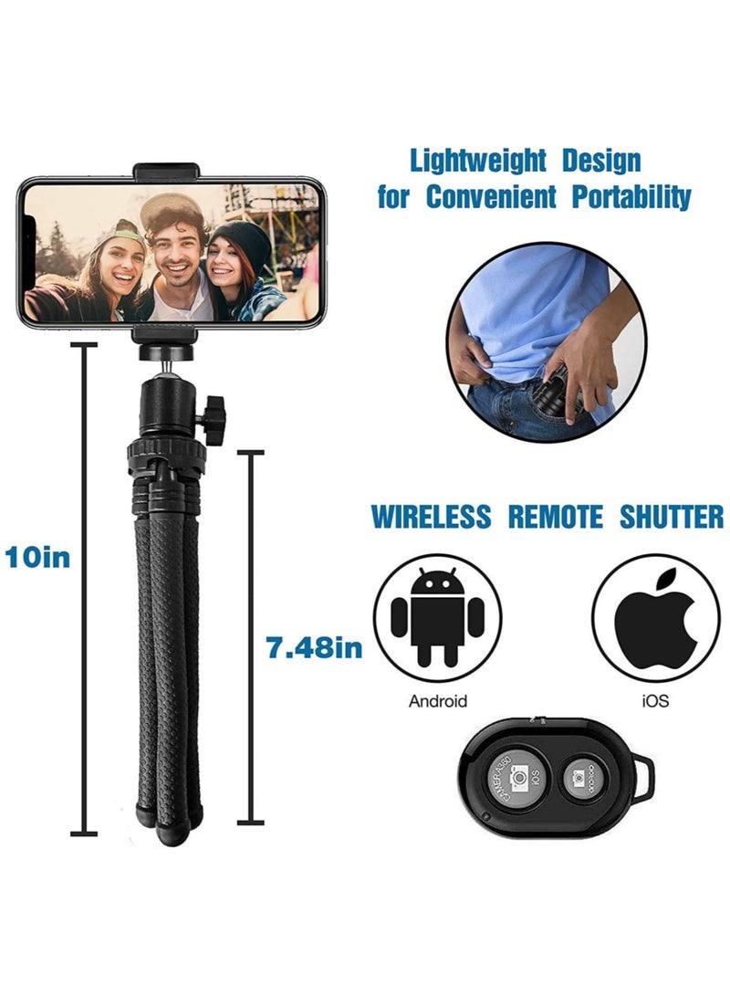Flexible Phone Tripod – Adjustable Camera Stand Holder with Wireless Remote & Universal Clip, 360° Rotating Mini Tripod Stand for iPhone & Smartphones  - Image 3