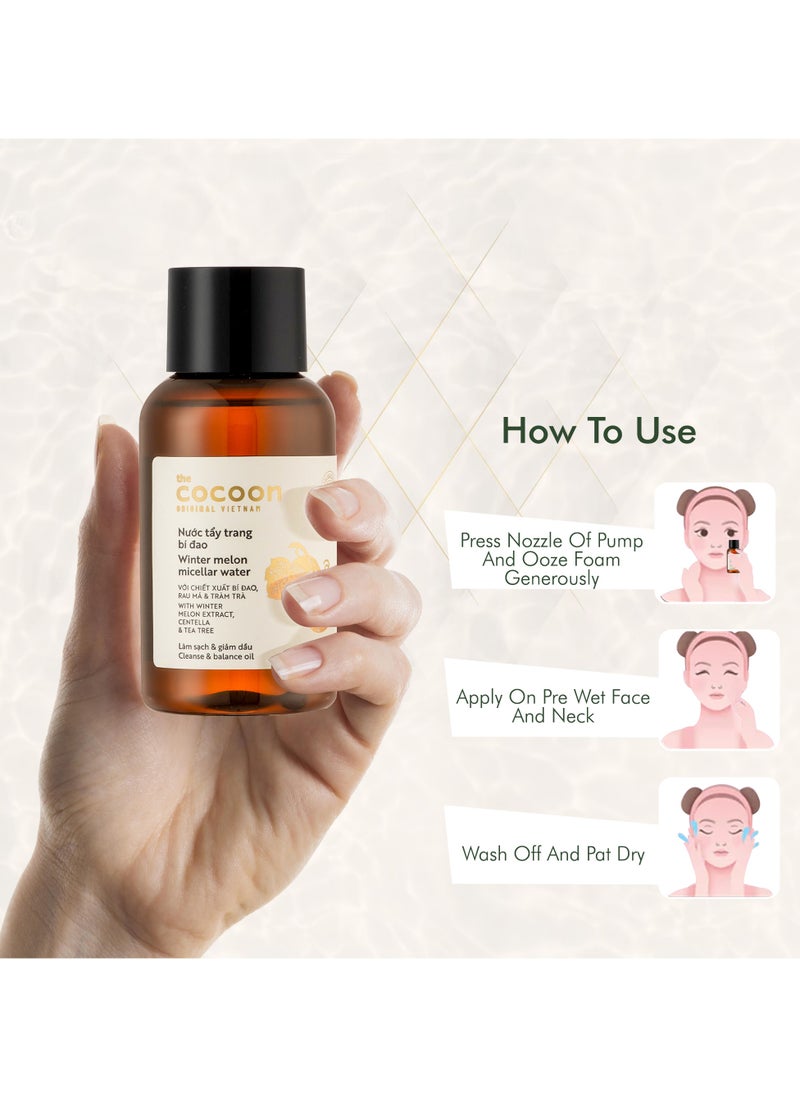 The Cocoon Original Vietnam The Cocoon Original Vietnam Winter Melon Micellar Water 140ml – Gentle Makeup Remover & Oil Control Cleanser – Purifies Pores, Reduces Acne, and Balances Oily Skin – Refreshing Vegan Formula for Clear, Healthy Skin  - Image 4