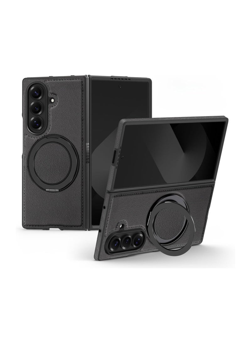 عام "غطاء متوافق مع Samsung Galaxy Z Fold 7 - مزود بحامل حلقي دوار 360° مدمج وخاصية الجذب المغناطيسي، غطاء واقٍ من الجلد المُلمّع لـ Samsung Z Fold 7" - Image 1