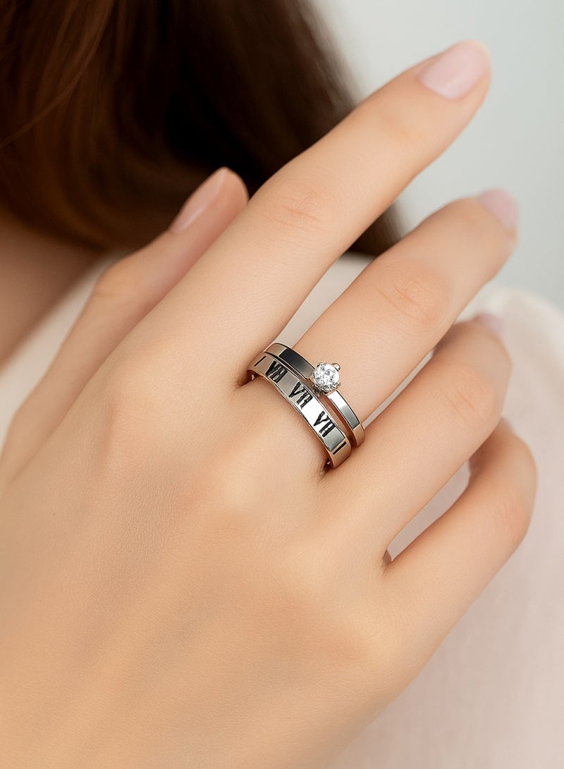 Casual collection Elegant Stainless Steel Ring For Women Size 7 - Image 1