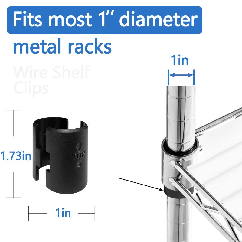 Takngjd Wire Shelf Clips - 28 Pack Plastic Metal Shelf Clips 1 Inch Wire Shelf Clips For 1"" Post Black Wire Shelving Clips- Shelving Sleeves Replacements For Wire Shelving System (14 Pairs) - Image 3