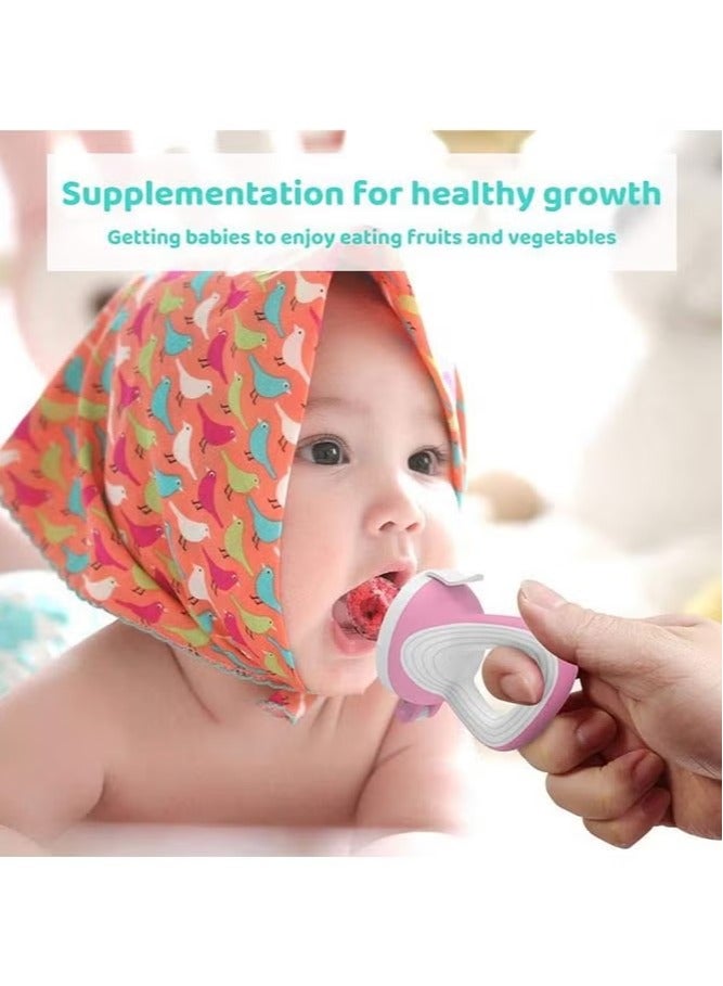 2-Piece Baby Fresh Food Feeder with 3 Sizes Silicone Pouches, Fruit Teether Pacifiers in Appetite Stimulating Colors  - Image 2