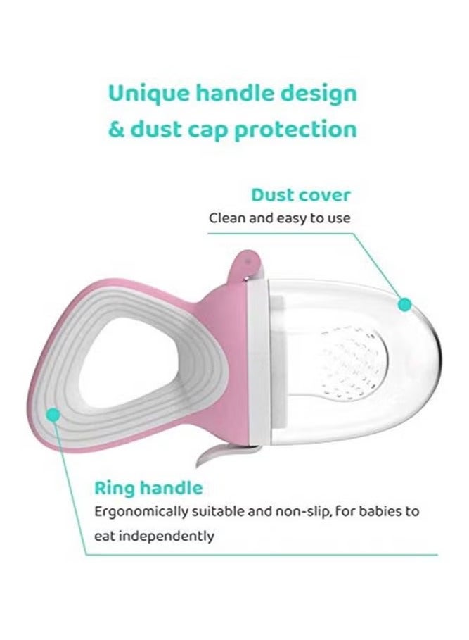 2-Piece Baby Fresh Food Feeder with 3 Sizes Silicone Pouches, Fruit Teether Pacifiers in Appetite Stimulating Colors  - Image 3