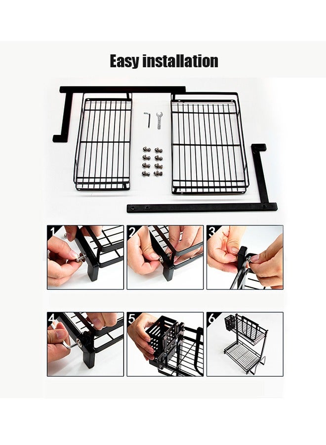 RollsTimi  Stainless Steel Rack Kitchen Seasoning Storage Rack 2-Layer Kitchen Knife Cutting Board Rack Trapezoidal Cutting Board Shelf Combination Storage Rack - Image 4