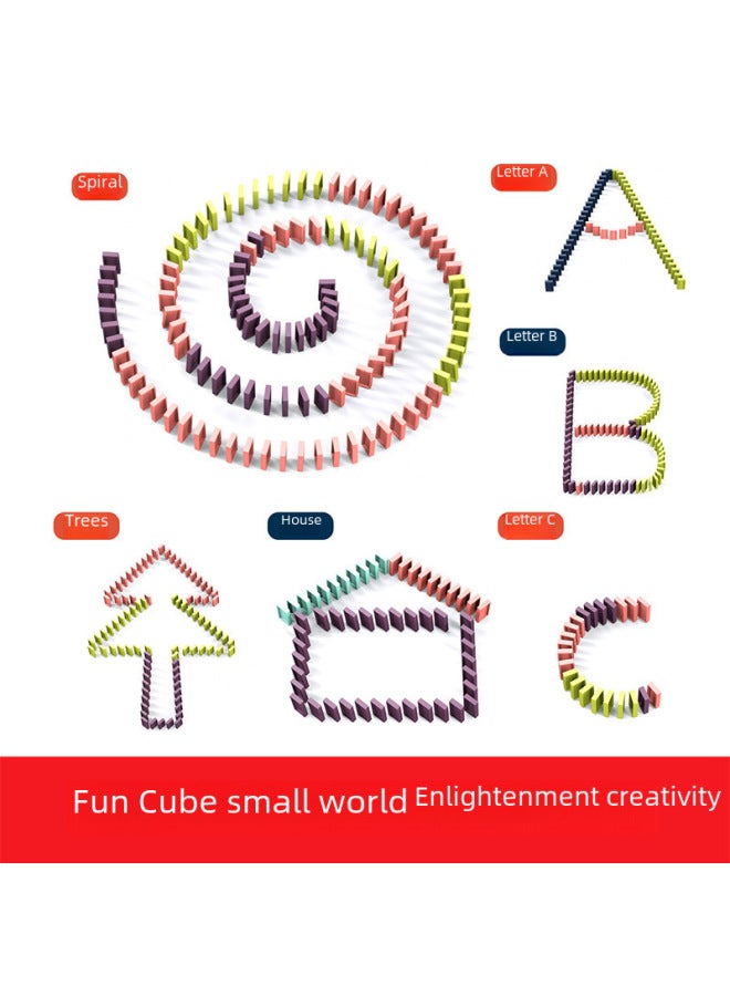 Children's Educational Fun Automatic Drop Building Blocks Drop Car Dominoes Electric Train Toy-Color:8089-3 Domino Train-Pink - Image 5