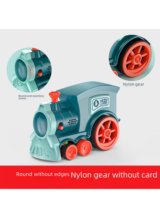 Children's Educational Fun Automatic Drop Building Blocks Drop Car Dominoes Electric Train Toy-Color:8089-3 Domino Train-Pink - Image 3