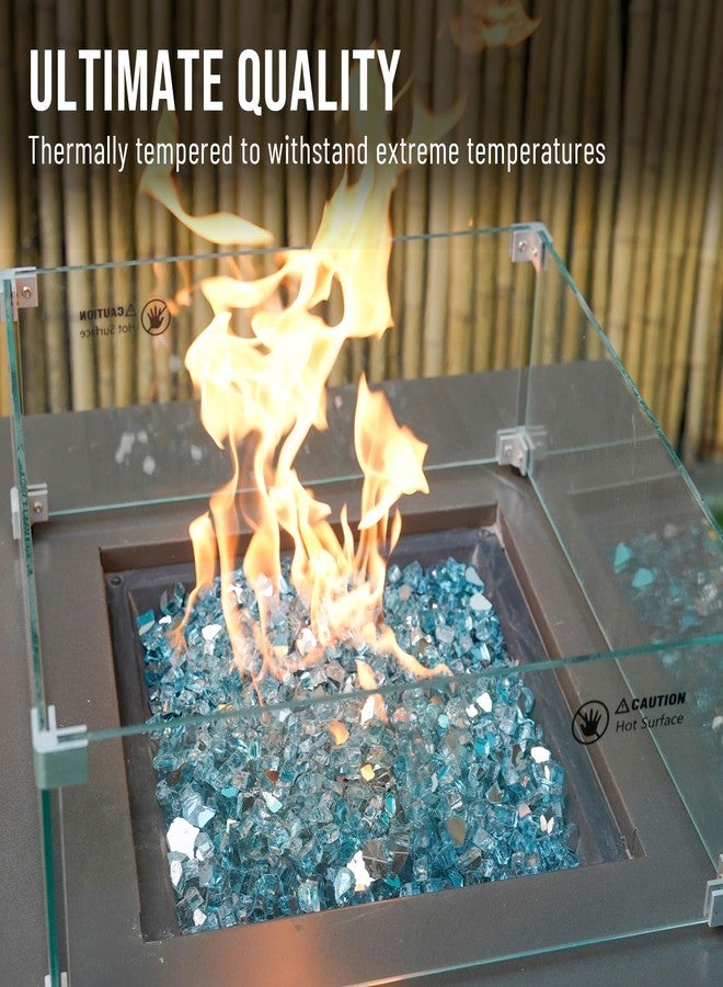 Skyflame زجاج نار Skyflame بوزن 10 أرطال لموقد النار وتنسيق الحدائق، أزرق مائي عاكس بسمك 1/2 بوصة - Image 4