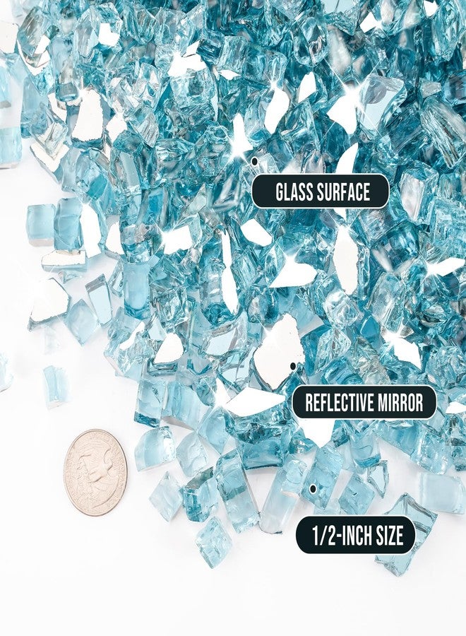 Skyflame زجاج نار Skyflame بوزن 10 أرطال لموقد النار وتنسيق الحدائق، أزرق مائي عاكس بسمك 1/2 بوصة - Image 2