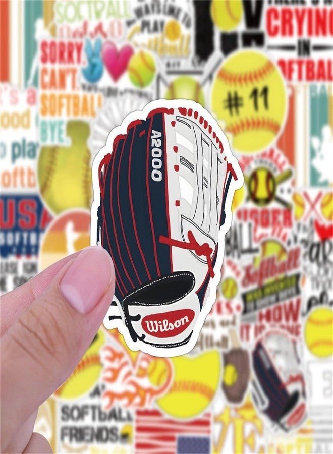 WASHBO 50PCS Softball Stickers Cartoon Sports Activities Decals Ball Vinyl Decoration DIY Funny Creative Decor for Teens Party Supplies for Adults (Softball) - Image 5