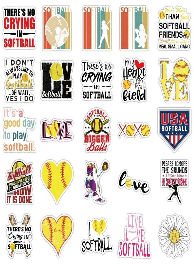 WASHBO 50PCS Softball Stickers Cartoon Sports Activities Decals Ball Vinyl Decoration DIY Funny Creative Decor for Teens Party Supplies for Adults (Softball) - Image 3