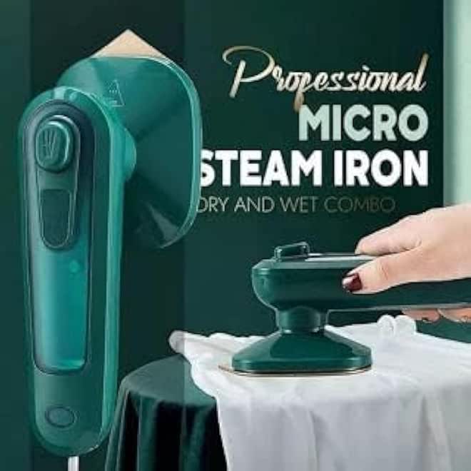 Portable Micro Steam iron, green iron Handheld Garment Steamer, Dry And Wet Wrinkles Removing Lightweight Steamer for Home Office,Fast Heat Mini Ironing Machine