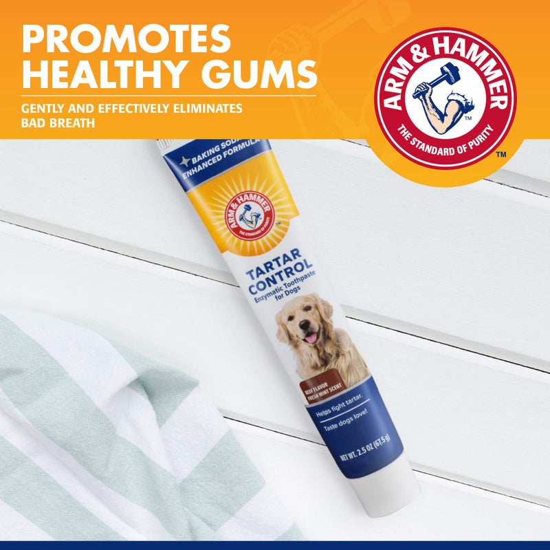 Arm & Hammer for Pets Tartar Control Enzymatic Toothpaste for Dogs Reduces Plaque & Tartar Buildup Safe for Puppies Beef Flavor, 2.5 Ounces Dog Toothpaste (Pack of 1) - Image 3