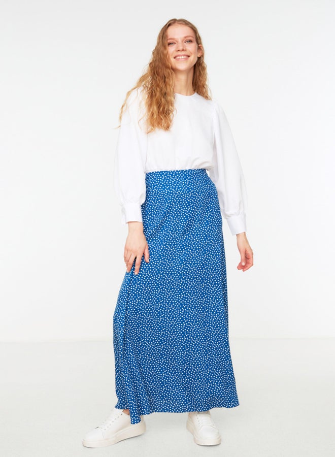 trendyol Indigo Polka Dot Patterned Knit Skirt - Image 5