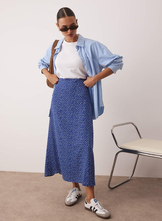 trendyol Indigo Polka Dot Patterned Knit Skirt - Image 1